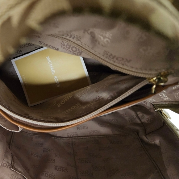 Michael Kors Jet Set Monogram Canvas And Leather Backpack In Tan And Brown main image 4